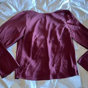 Abercrombie & Fitch Women Long Sleeve Cowl Back Satin Top Blouse Tee Shirt Top S